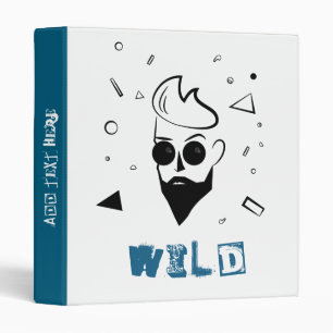 Wild Guy - Sketched Man in Black, White & Blue Binder