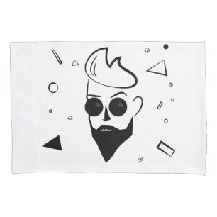 Wild Guy - Sketched Man in Black, White & Blue Pillowcase