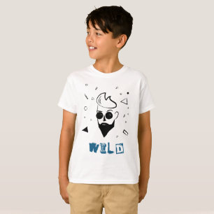 Wild Guy - Sketched Man in Black, White & Blue T-Shirt