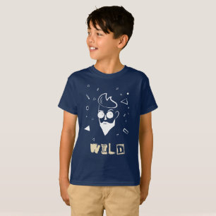Wild Guy - Sketched Man in White & Navy Blue T-Shirt
