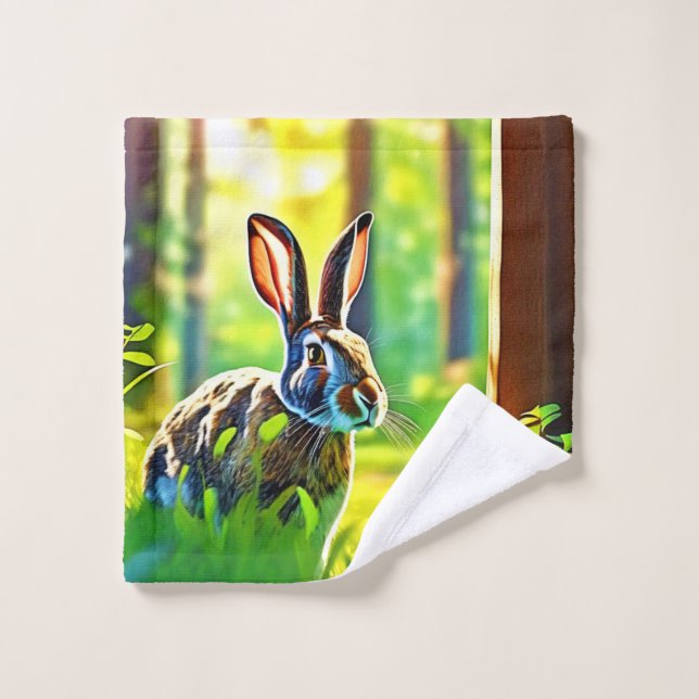 Wild Hare Forest Bath Towel Set (Wash Cloth)