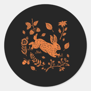 Wild Hare Rabbit Cottagecore Fall Thanksgiving Classic Round Sticker