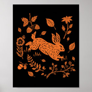 Wild Hare Rabbit Cottagecore Fall Thanksgiving Poster