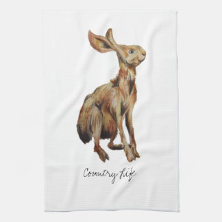 Wild hare tea towel