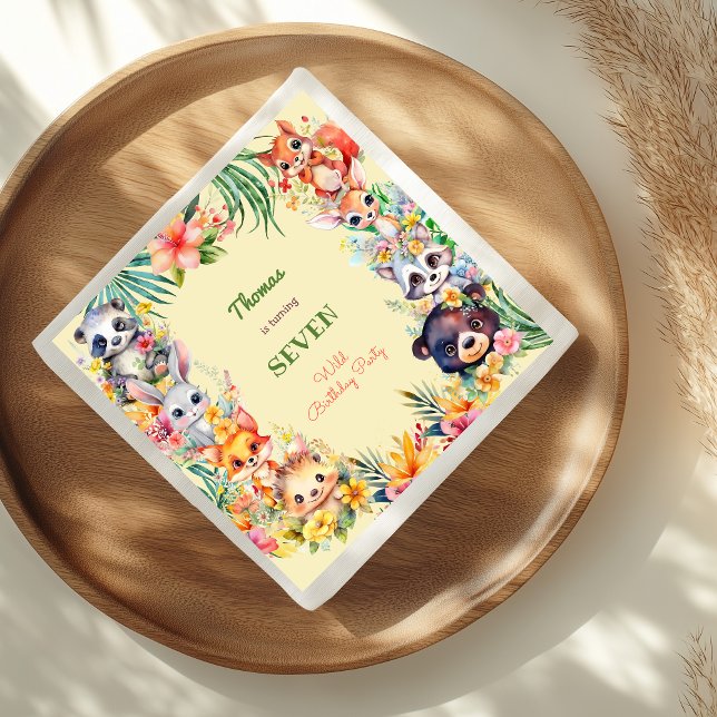 Wild hawaii forest animals kids birthday napkin (Creator Uploaded)