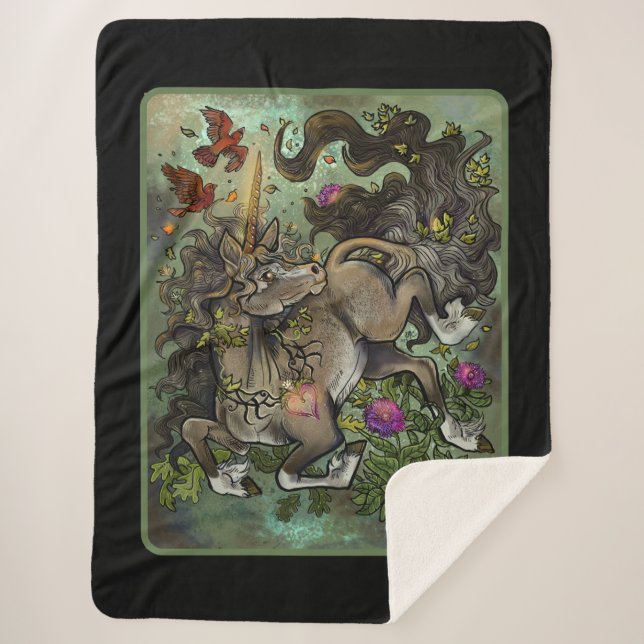 Wild Hearted Unicorn Sherpa Blanket (Front)