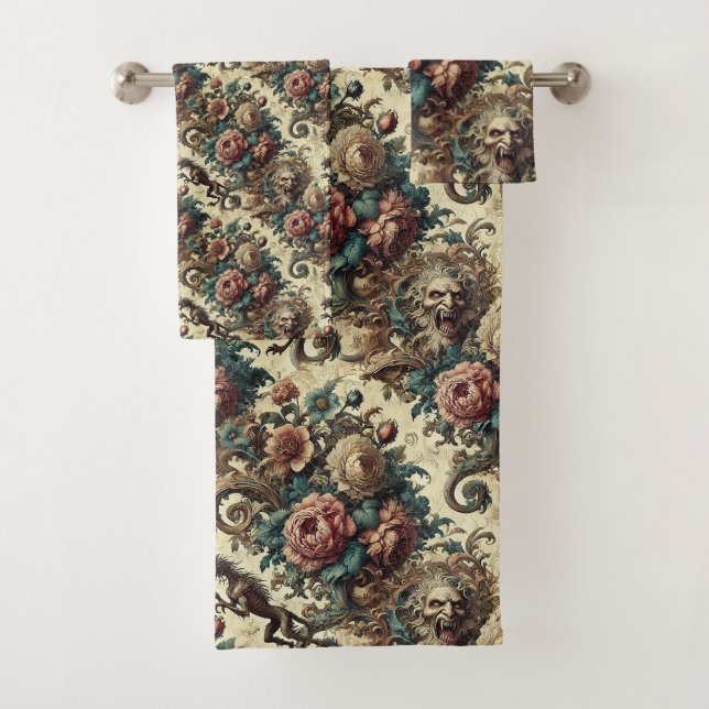 Wild Hearts & Gaunt Dogs – Gothic Victorian Bath Towel Set (Insitu)