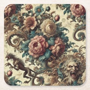 Wild Hearts & Gaunt Dogs – Gothic Victorian Square Paper Coaster