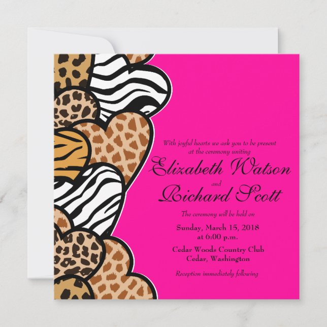 Wild hearts wedding invitation (Front)