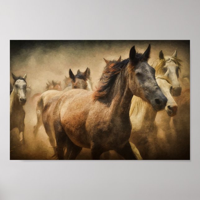 Wild Herd of Horses Decoupage Print (Front)