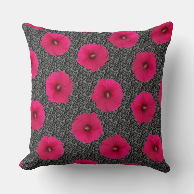 Wild Hibiscus- Mau Silver Throw Pillow (Front)