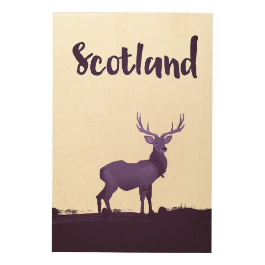 Wild Highland Scotland Stag Ink travel poster