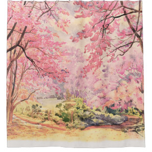 Wild Himalayan Cherry: Watercolor Landscape.
