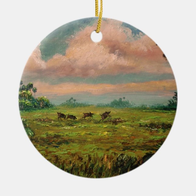 Wild Hog Hunting in Florida Ceramic Ornament (Front)