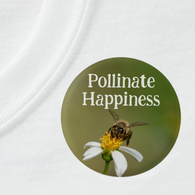 Wild Honeybee Photographic Bee Pollinate Happiness 3 Inch Round Button (Creator Uploaded)