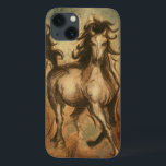 Wild Horse and Warm Colours iPhone 13 Case<br><div class="desc">Ethan Harper is known for his abstract paintings. He likes painting horses and landscapes and this picture is no exception. The sharpness of the ink used on of the wild horse blends perfectly with warm colours in the background.</div>