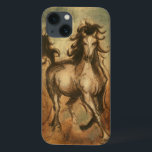 Wild Horse and Warm Colours iPhone 13 Case<br><div class="desc">Ethan Harper is known for his abstract paintings. He likes painting horses and landscapes and this picture is no exception. The sharpness of the ink used on of the wild horse blends perfectly with warm colours in the background.</div>
