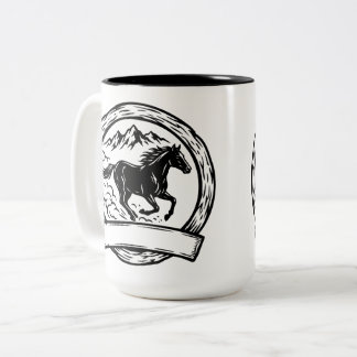 Wild Horse Badge Label Two-Tone Coffee Mug