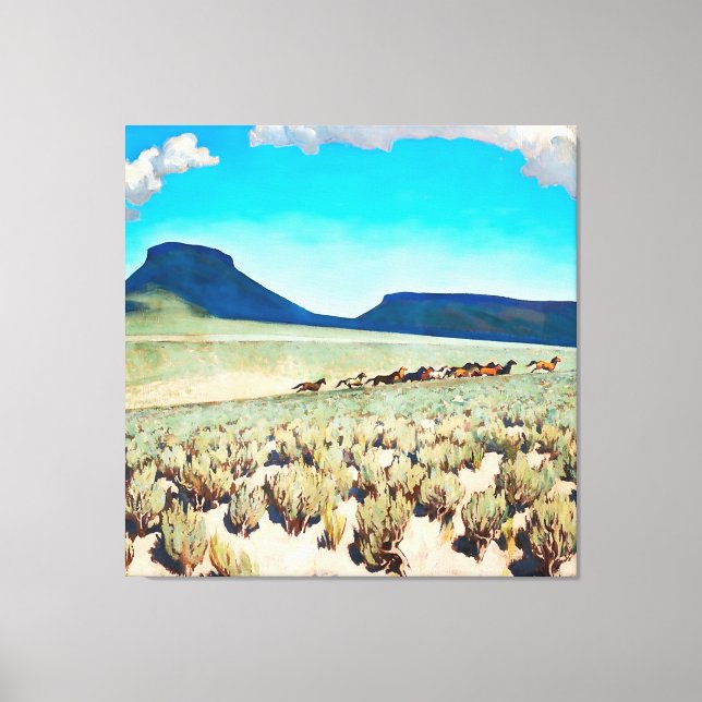 “Wild Horse Country” by Maynard Dixon Canvas Print (Front)