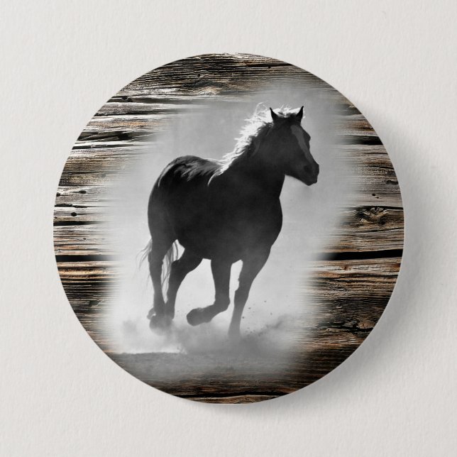 Wild Horse Galloping 3 Inch Round Button (Front)