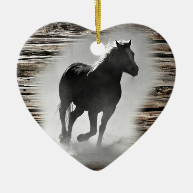 Wild Horse Galloping Ceramic Ornament (Front)