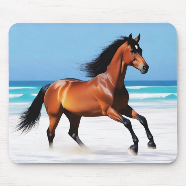 Wild Horse Galloping on a Beach Mouse Pad (Front)