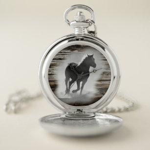 Wild Horse Galloping Pocket Watch