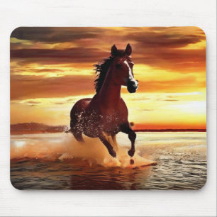 Wild Horse Galloping Through Surf Mouse Pad