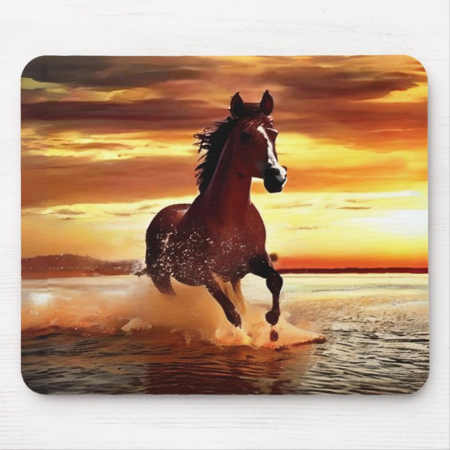 Wild Horse Galloping Through Surf Mouse Pad (Front)