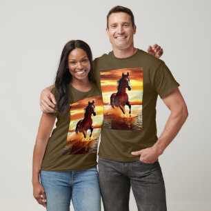 Wild Horse Galloping Through Surf T-Shirt