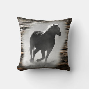 Wild Horse Galloping Throw Pillow