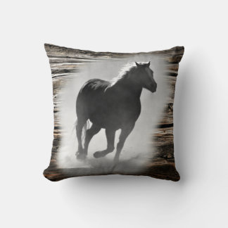 Wild Horse Galloping Throw Pillow