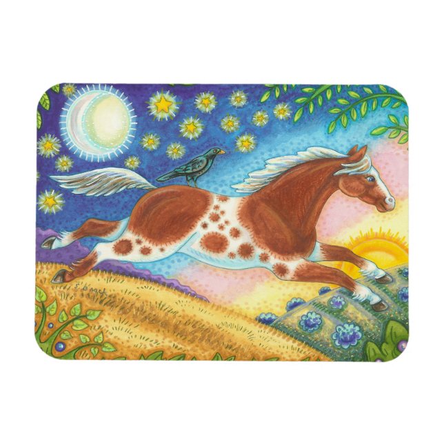 Wild Horse Hill Folk Art MAGNET Susan Brack (Horizontal)