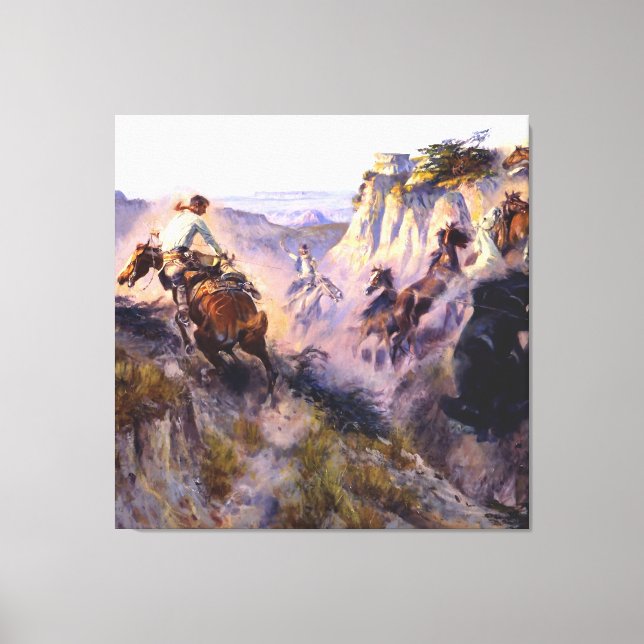 “Wild Horse Hunters” by Charles M Russell Canvas Print (Front)