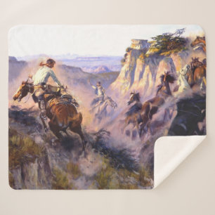 “Wild Horse Hunters” by Charles M Russell Sherpa Blanket
