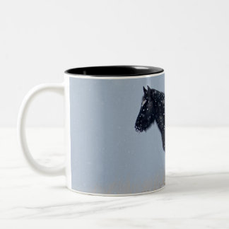 Wild Horse in a Snowstorm Two-Tone Coffee Mug