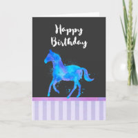 Wild Horse in Blue and Purple Watercolor