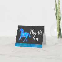 Wild Horse in Blue and Purple Watercolor Thank You