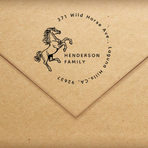 Wild Horse Modern Western Family Return Address Self-inking Stamp
