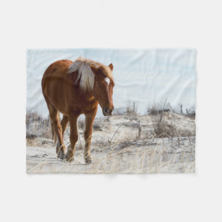 Wild Horse on Dunes Fleece Blanket