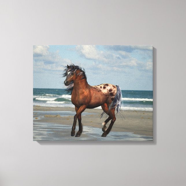 Wild Horse On The Beach Canvas Print (Front)