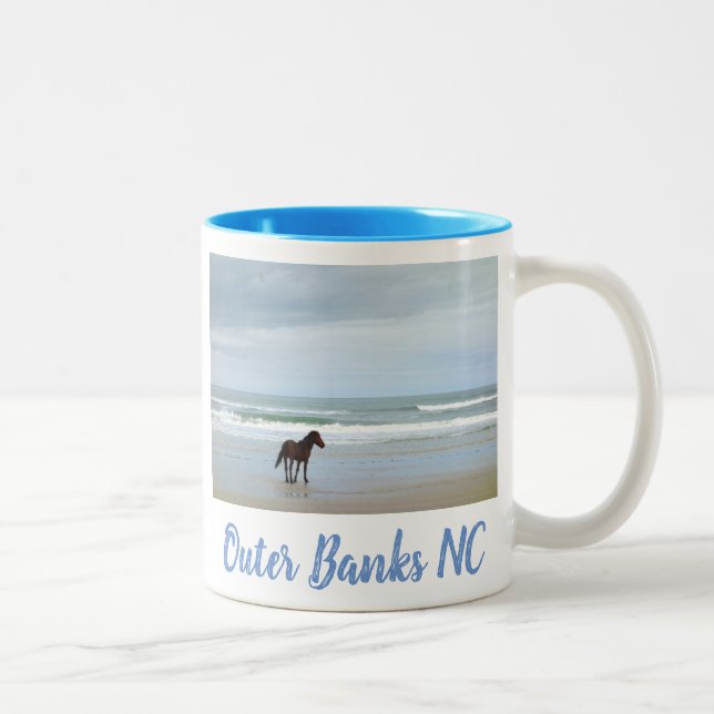Wild Horse Outer Banks OBX Corolla NC Two-Tone Coffee Mug (Right)