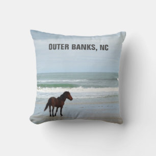 Wild Horse Outer Banks OBX NC Corolla Throw Pillow