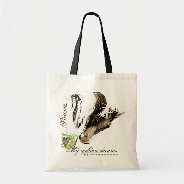 Wild Horse Photo Picasso Boho Cowgirl Tote Bag (Front)