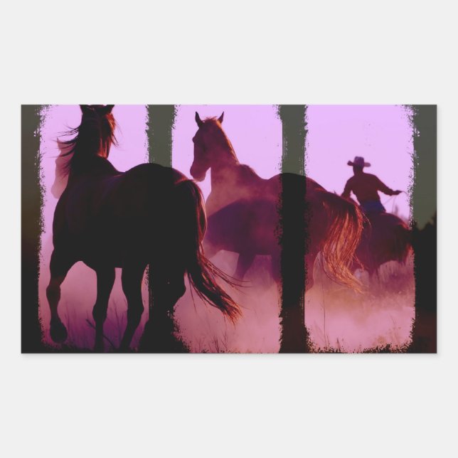 Wild Horse Roundup Triptych Sticker (Front)