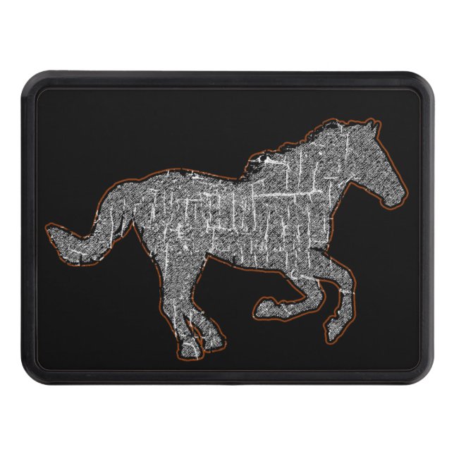 wild horse running black trailer hitch cover (Front)