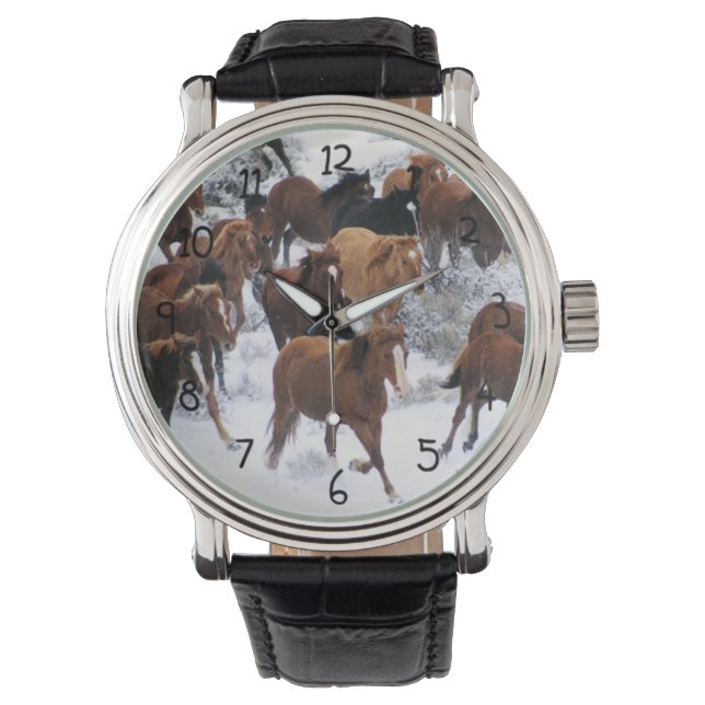 Wild Horse Running on Snow Watch (Front)