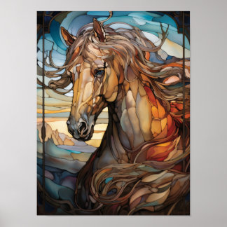 Wild Horse Stained Glass Artwork Poster