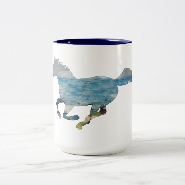 Wild horse Two-Tone coffee mug (Center)