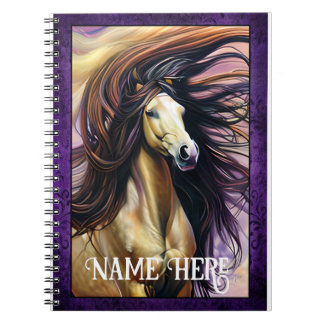 Wild Horse with Purple Border Editable Notebook